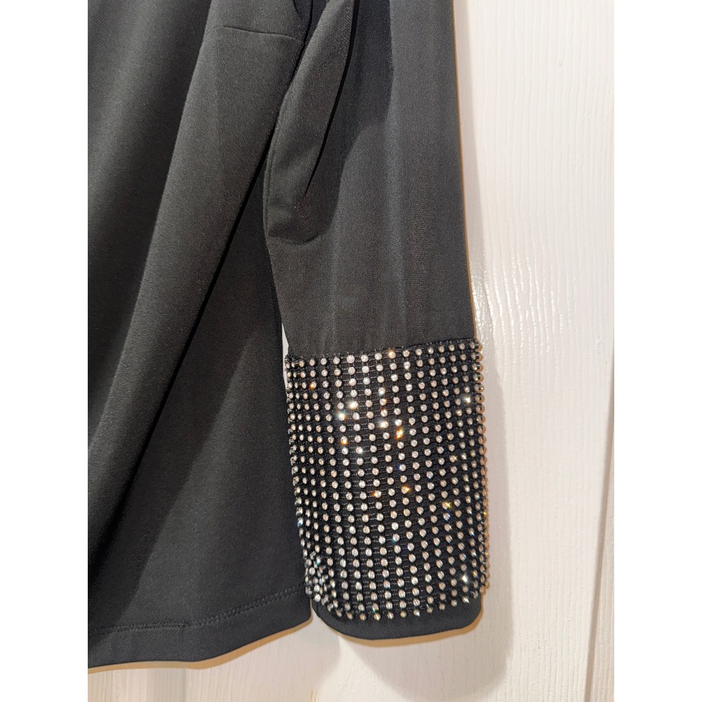 Boston Proper Black Embellished Cuff Long Sleeve‎ Top Party Blouse - Picture 3 of 8